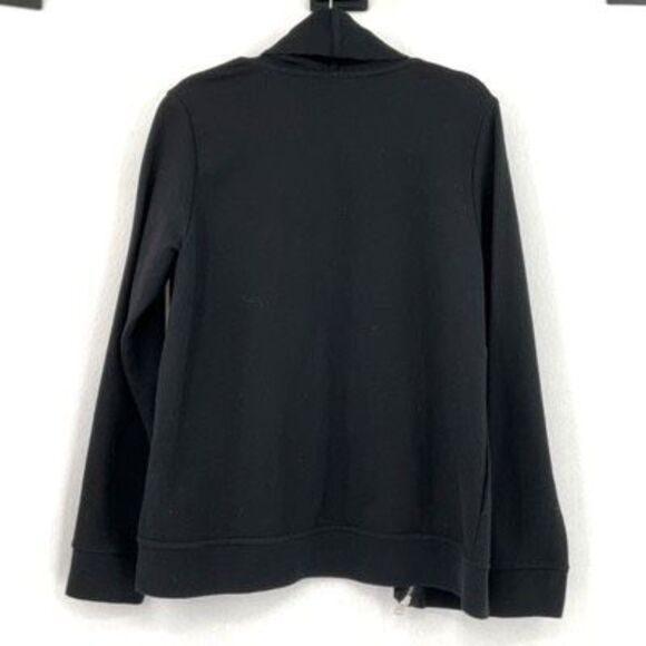 All Saints Lucia Sweat Black Open Front Draped Cotton Cardigan Sweater Large - Picture 2 of 8